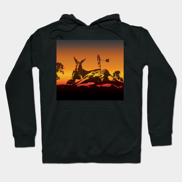 The Australian Native Animal Series: Kangaroo - The Iconic Marsupial & Bush Windmill with the Sunset Colors of Golden Hour Hoodie by karenmcfarland13